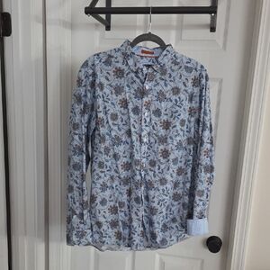Johnston & Murphy Blue Floral Button-Down Shirt